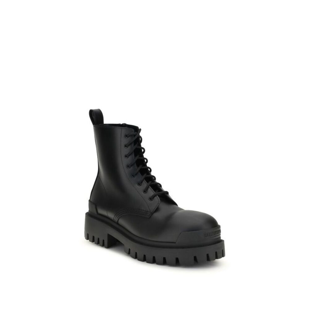 Balenciaga Black Calf Leather Bos Taurus Lace-Up Men's Boots - Picture 2 of 3